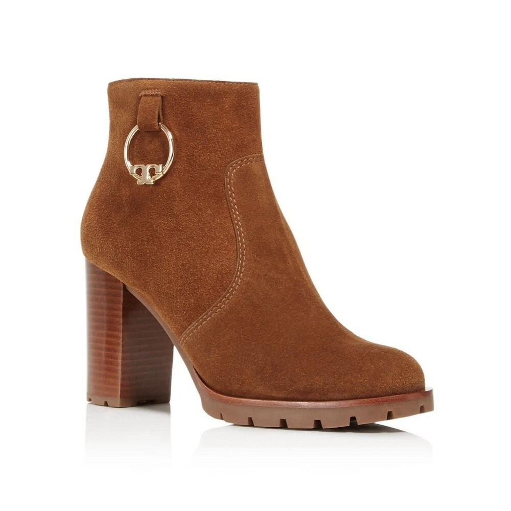 Tory Burch New Womens Size 10 Sofia Logo Ring High Heel Brown Leather Booties